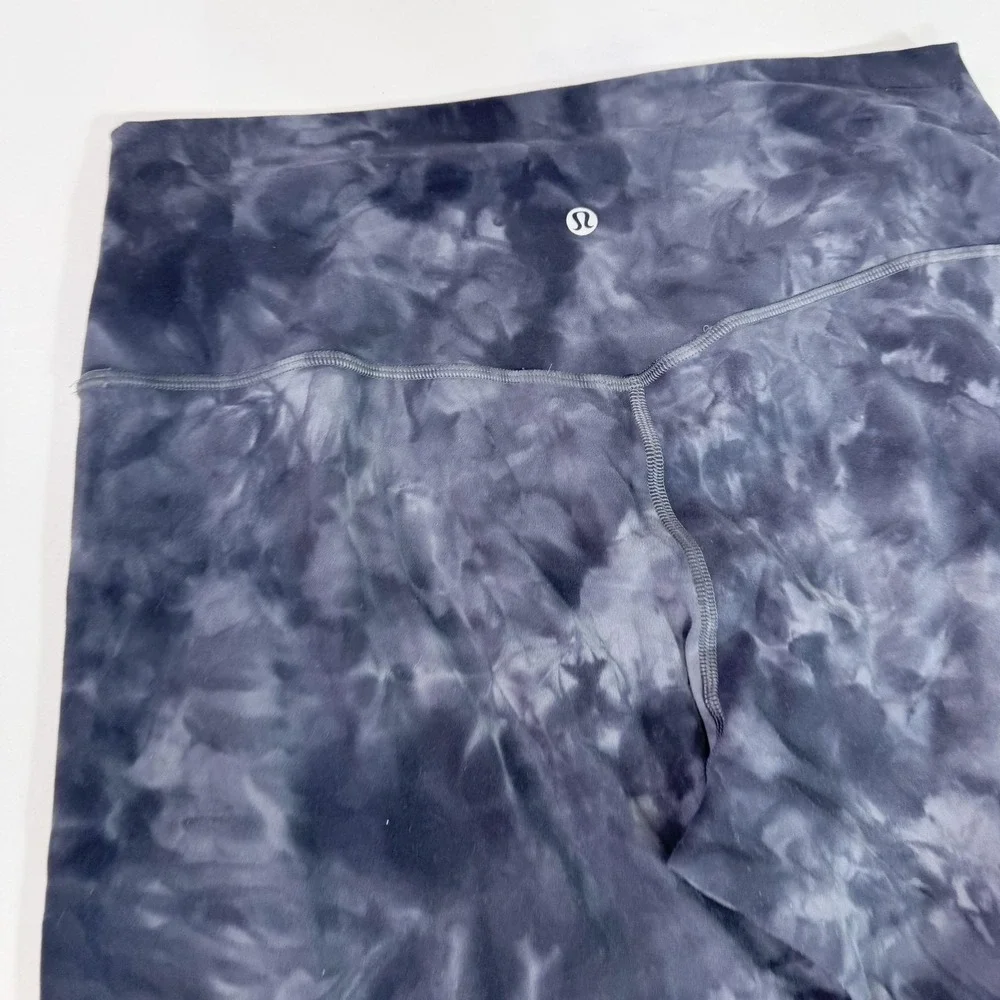 Lululemon Leggings Womens 14 Black Gray Tie Dye High Rise Yoga Athletic Pants